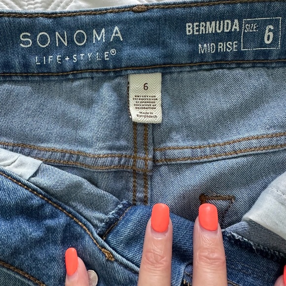 Sonoma, Life & Style Bermuda Shorts Size 6 Medium Blue Mid Rise NWOT - Picture 6 of 10